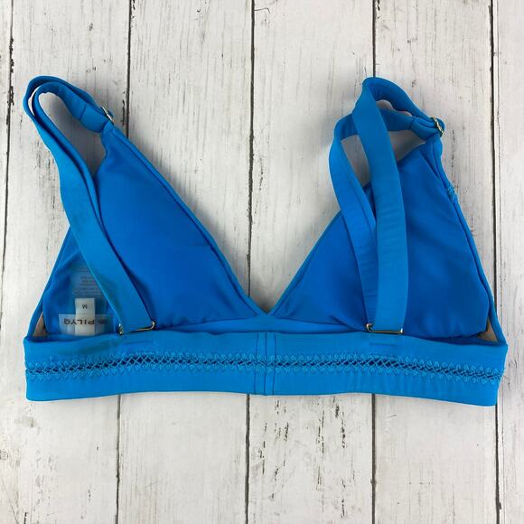 PilyQ Sea Blue Tropics Stitched Ellie Halter Bikini Top Size Medium - Picture 3 of 13